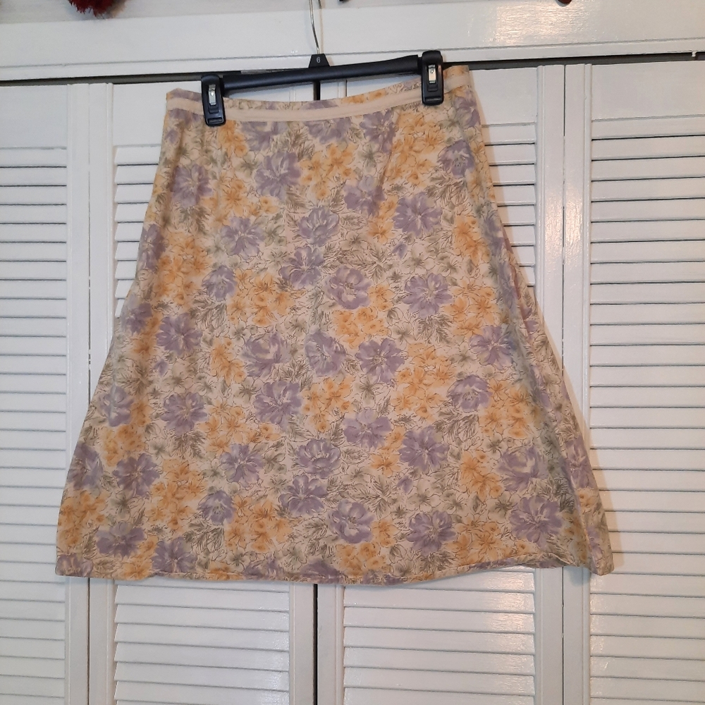 J. Jill vintage cotton floral aline skirt sz 10 *W - Picture 2 of 6